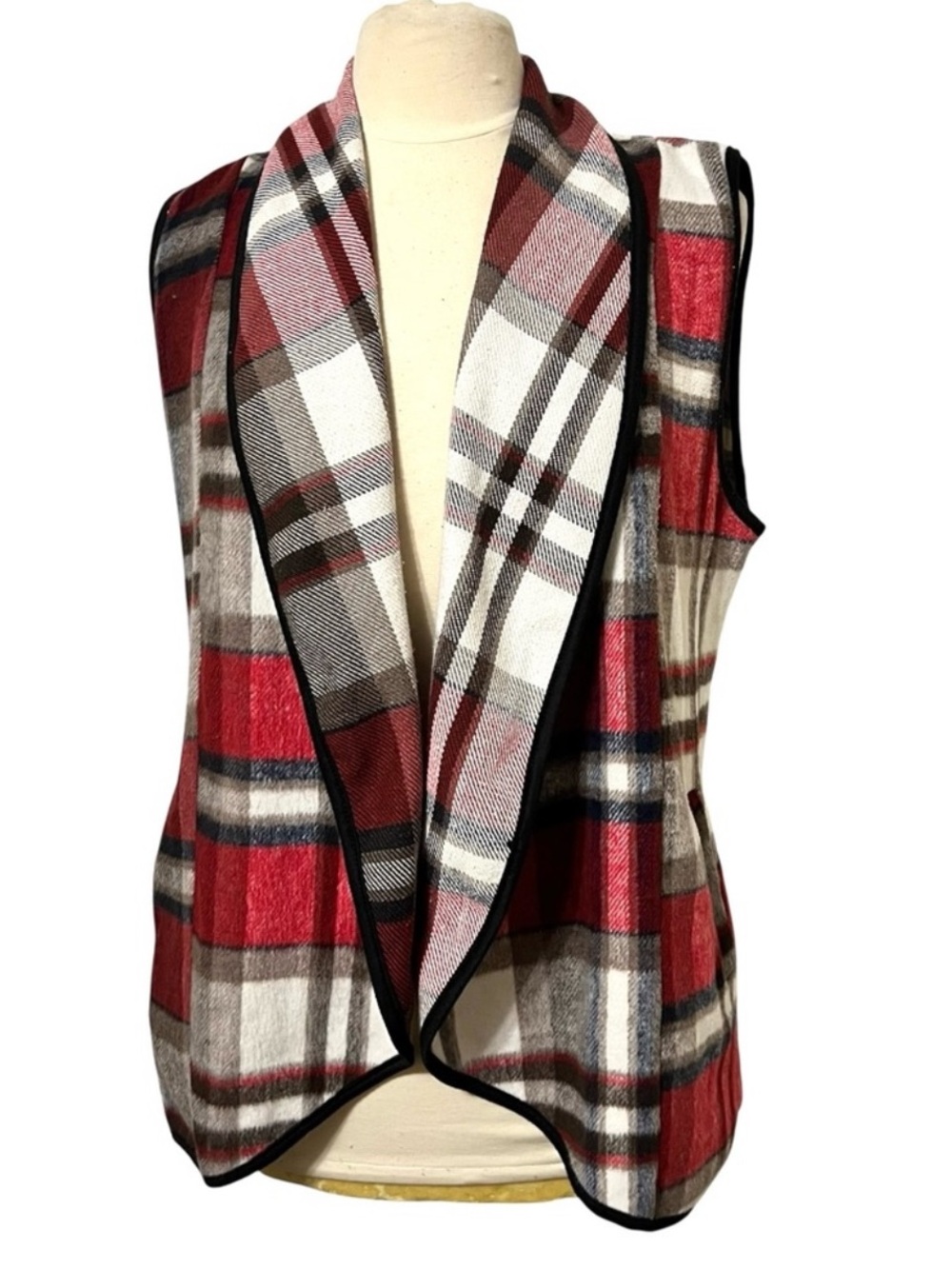 Yacun Plaid Cardigan Vest Size Medium